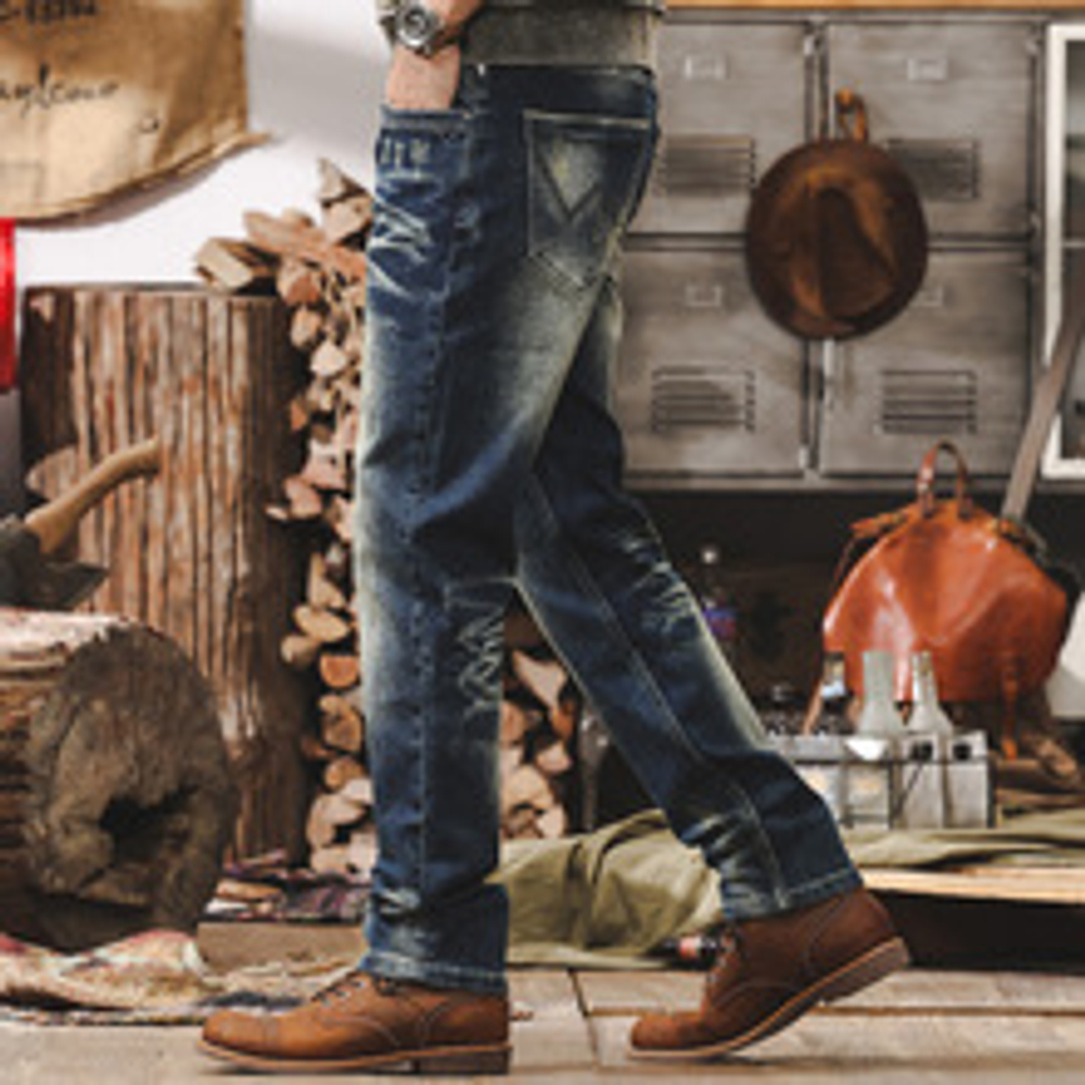 Amei Clock ретро джинсы мужские американский стиль. Сезон весна