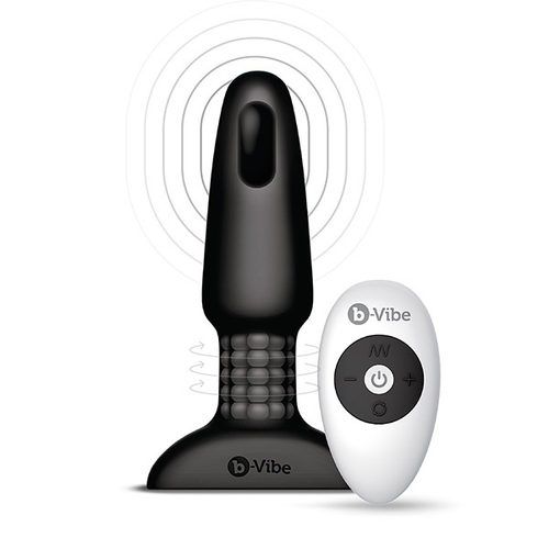 Черная анальная пробка с эффектом римминга 15см b-Vibe Rimming Remote Control Plug black BV-001-BLK