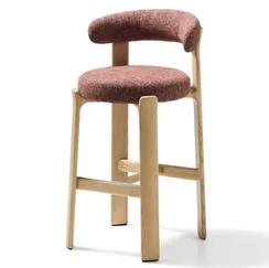 Барный стул Granite из терракотовой синели и ясеня с натуральной отделкой 75 см