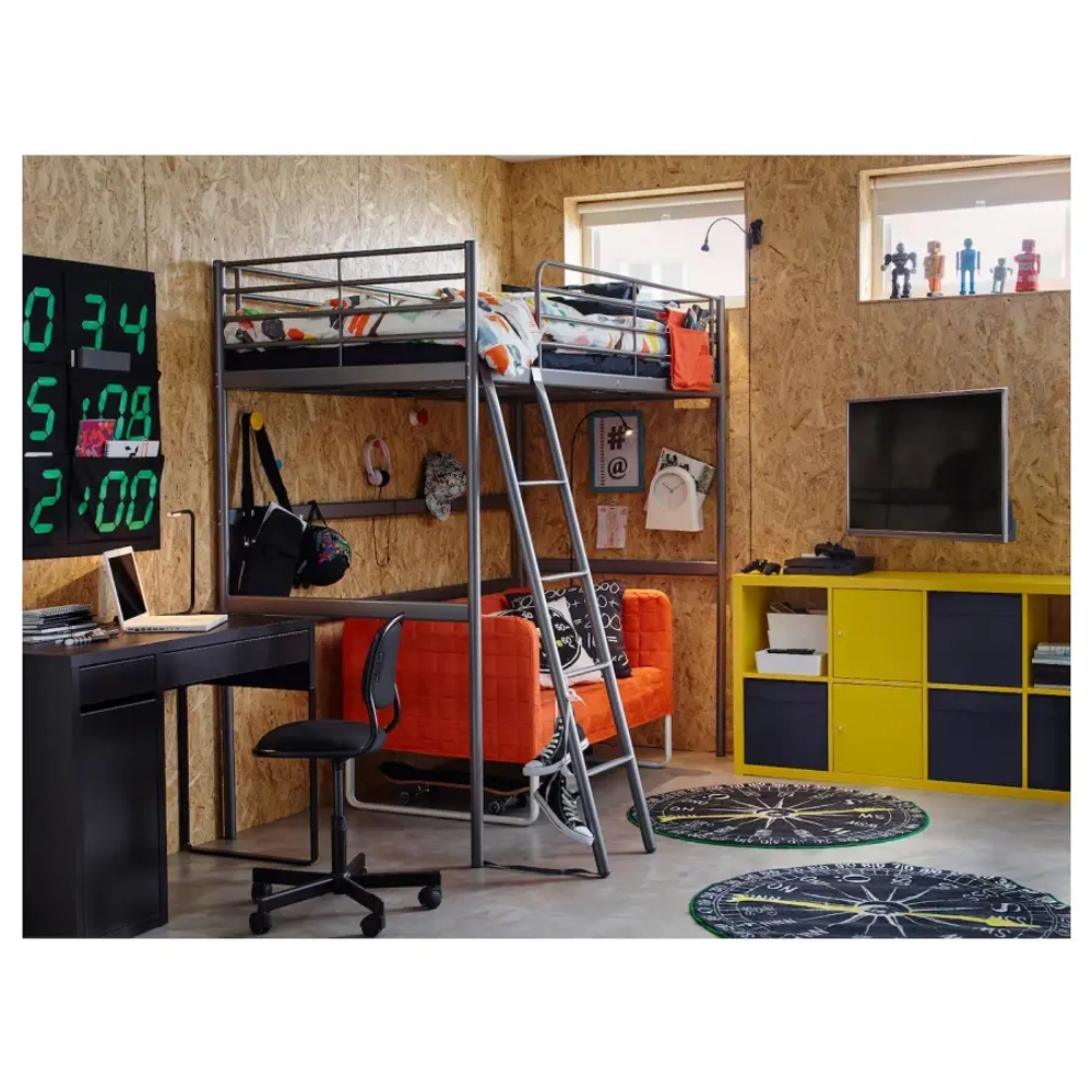 Каркас двухярусной кровати - IKEA SVARTA/SVÄRTA/СВЭРТА  ИКЕА, 90x200 см, серебристый