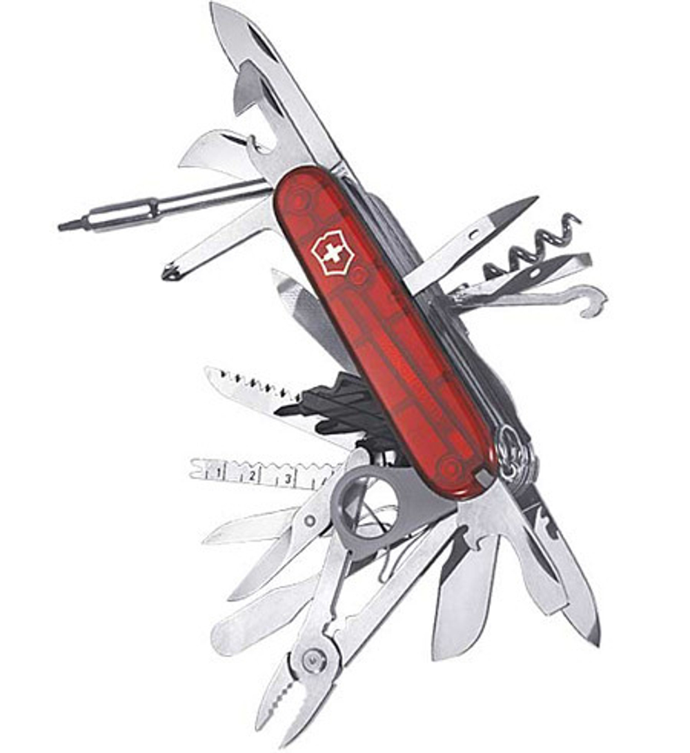 Нож VICTORINOX Swiss Champ XLT, прозрачный красный, 1.6795.XLT