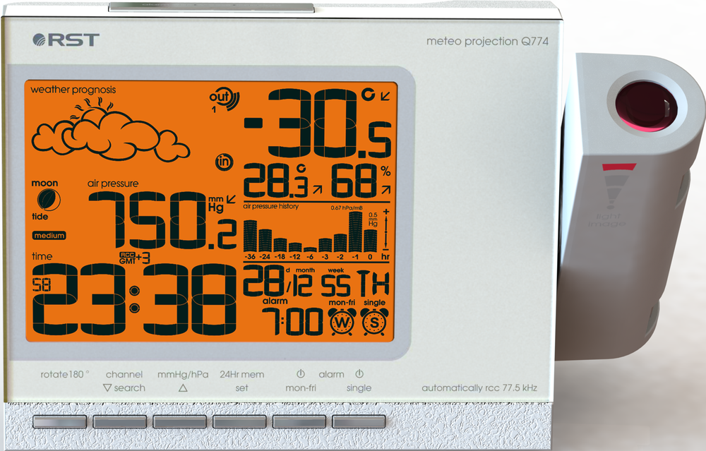 Проекционные часы метеостанция RST meteo projection Q774, слоновая кость
