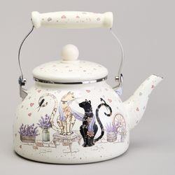 ЧАЙНИК AGNESS ЭМАЛИРОВАННЫЙ СЕРИЯ "LAVANDER CATS", 2,6 Л