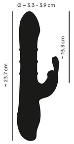 Красный вибратор-кролик с 3 подвижными кольцами Rabbit Vibrator with 3 Moving Rings - 23,7 см. (Цвет: красный)