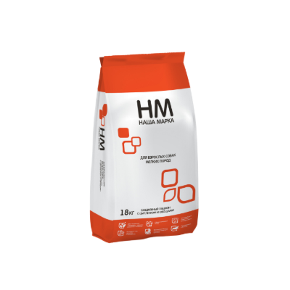 Сухой корм для взрослых собак мелких пород полнорационный корм Наша Марка, с цыпленком и овощами, 18 кг