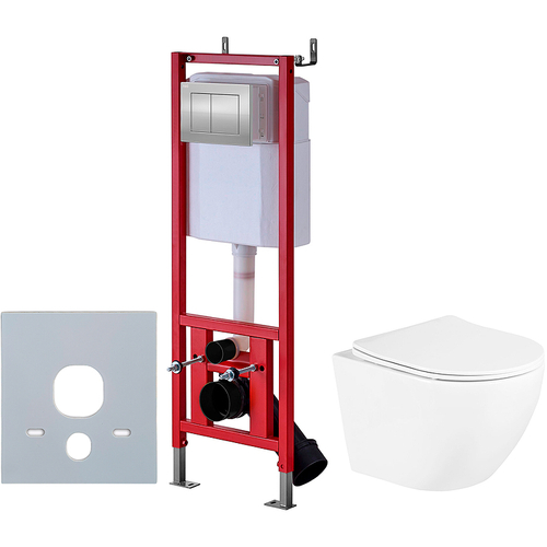 Комплект унитаза BelBagno Uno BB3105CHR/SC с инсталляцией D&K DI8140116 с сиденьем Микролифт и клавишей смыва Хром