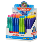 Ручка шариковая, масляная, автоматическая, Vinson, синие чернила, 4 цвета корпуса, 60 шт