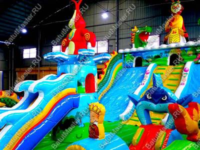 Коммерческий надувной батут "Морские животные" 14*7*7 м