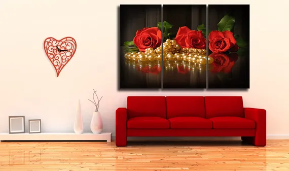 Модульная картина "Шикарные красные розы"