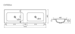 Раковина накладная мебельная CERAMICANOVA Grace прямоугольная 1410x457x137 с двумя чашами без отверстий под смеситель цвет белый CN7022wx