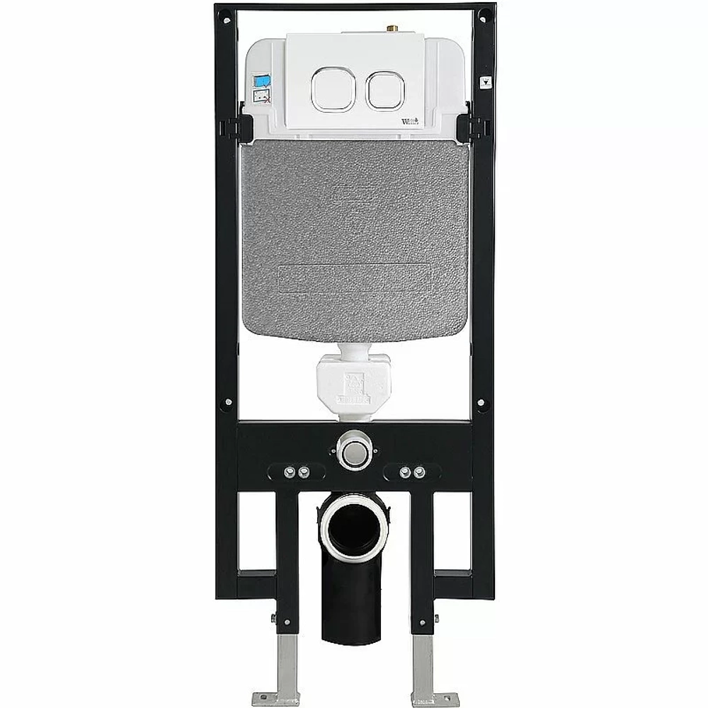 Унитаз подвесной WeltWasser AMBERG 497+MERZBACH 043 XL GL-WT+AMBERG RD-WT белый/кнопка белая, безободковый, с крышкой микролифт, с инсталляцией, слив торнадо