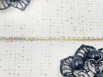 Цепь со стразами, ш. 2,5 мм, золото AB