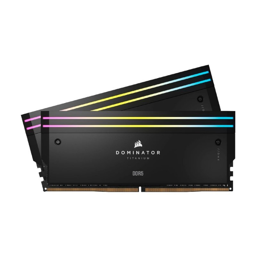 Оперативная память CORSAIR 96GB 6600МГц DDR5 CL32 DIMM (Kit of 2x48GB) XMP 3.0, Dominator Titanium RGB Black