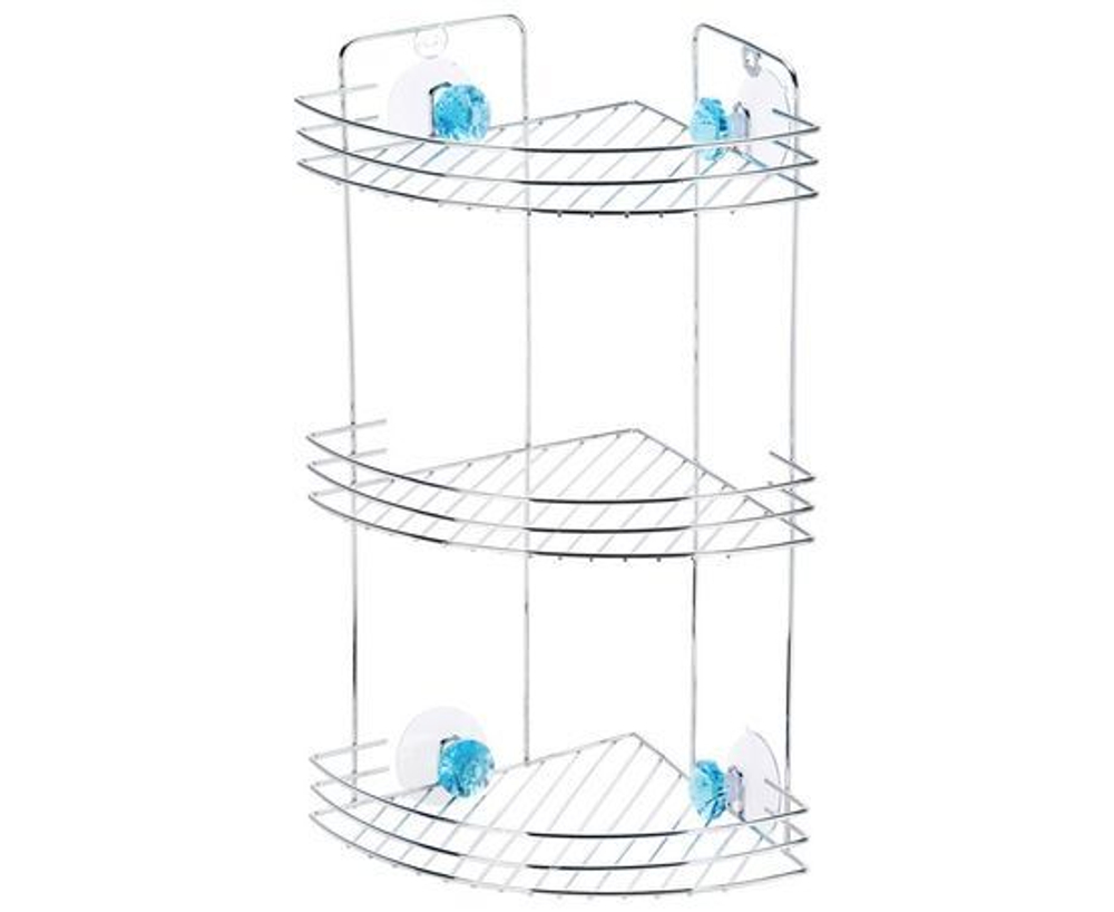 Полка для ванной угловая 2-х ярусная на присосках бриллиант 19*19*29 см Рыжий Кот