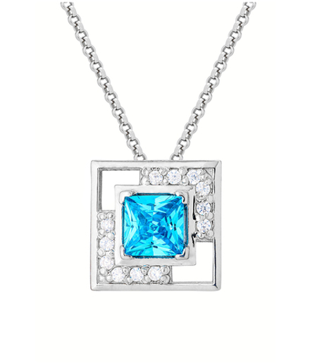 Подвес из серебра со вставками из выращенной голубой шпинели и бесцветных фианитов