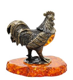 Народные промыслы AM-1789 Фигурка «Петух Сибрайт» (латунь, янтарь)