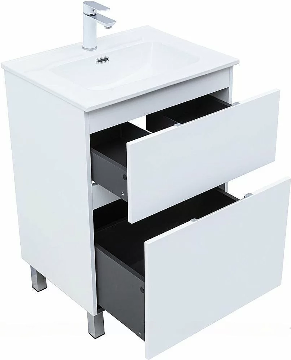 Тумба с раковиной Aquanet Алвита new 60 344132+254363 белая матовая