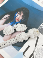 Застежка клевант плетеная с бусинами белая (китайская пуговица)