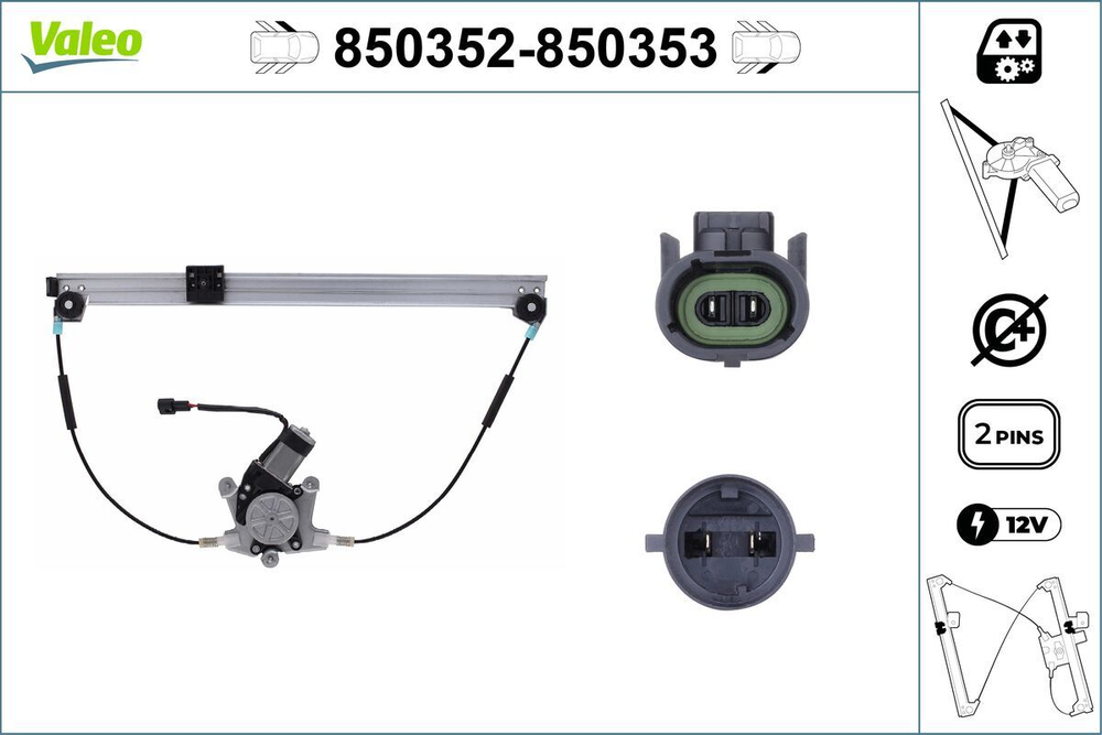 VALEO - 850352-VAL - Window Regulator