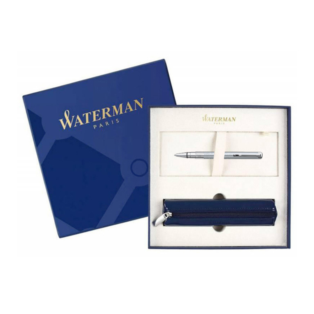 Подарочный набор Шариковая ручка Waterman Perspective, цвет: Silver CT, стержень Mbue с чехлом на молнии