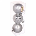 Новогодние шары «Сказочные снежинки» 6 см (набор 3шт), серебро/серебро