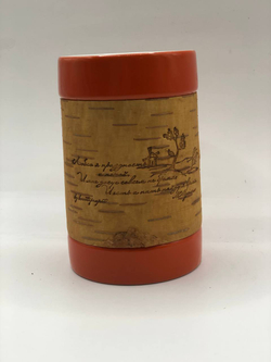 Кружка большая фарфоровая без ручки с цитатами А.С. Пушкина на бересте. Пушкин - наше всё.