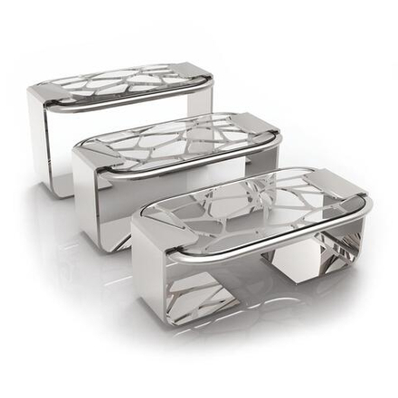 Подставка фуршетная стойка 37,5*20,5 см h26 см прямоуг. металл серый + блюдо акрил P.L. Hotelware