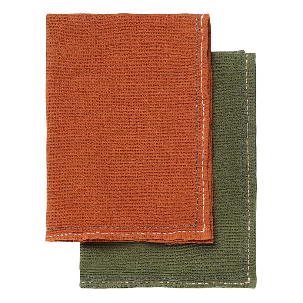 Набор вафельных полотенец с декоративной строчкой из коллекции Essential, 50х70 см