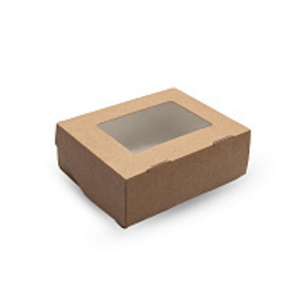 Коробка для десертов крафт с окном 10 х 8 х 3,5 см
