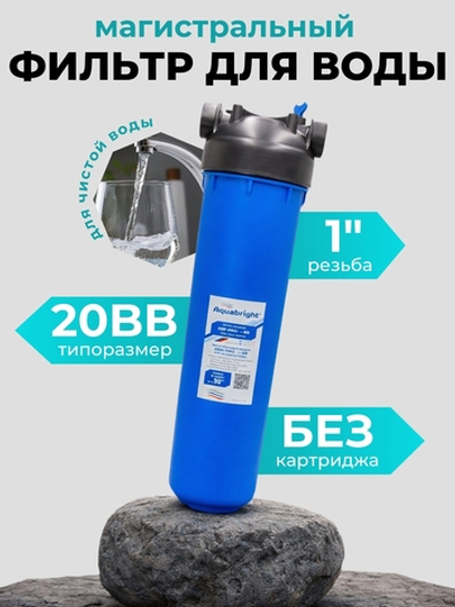 Аквабрайт АБФ-ПРО-20" BB 1", Магистральный фильтр, кронштейн (АБФ-ПРО-20ББ + Кронштейн)