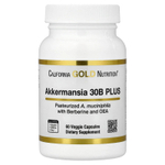 California Gold Nutrition, Akkermansia 30B PLUS, аккермансия с фосфолипидной матрицей с берберином и олеилэтаноламином, 60 растительных капсул