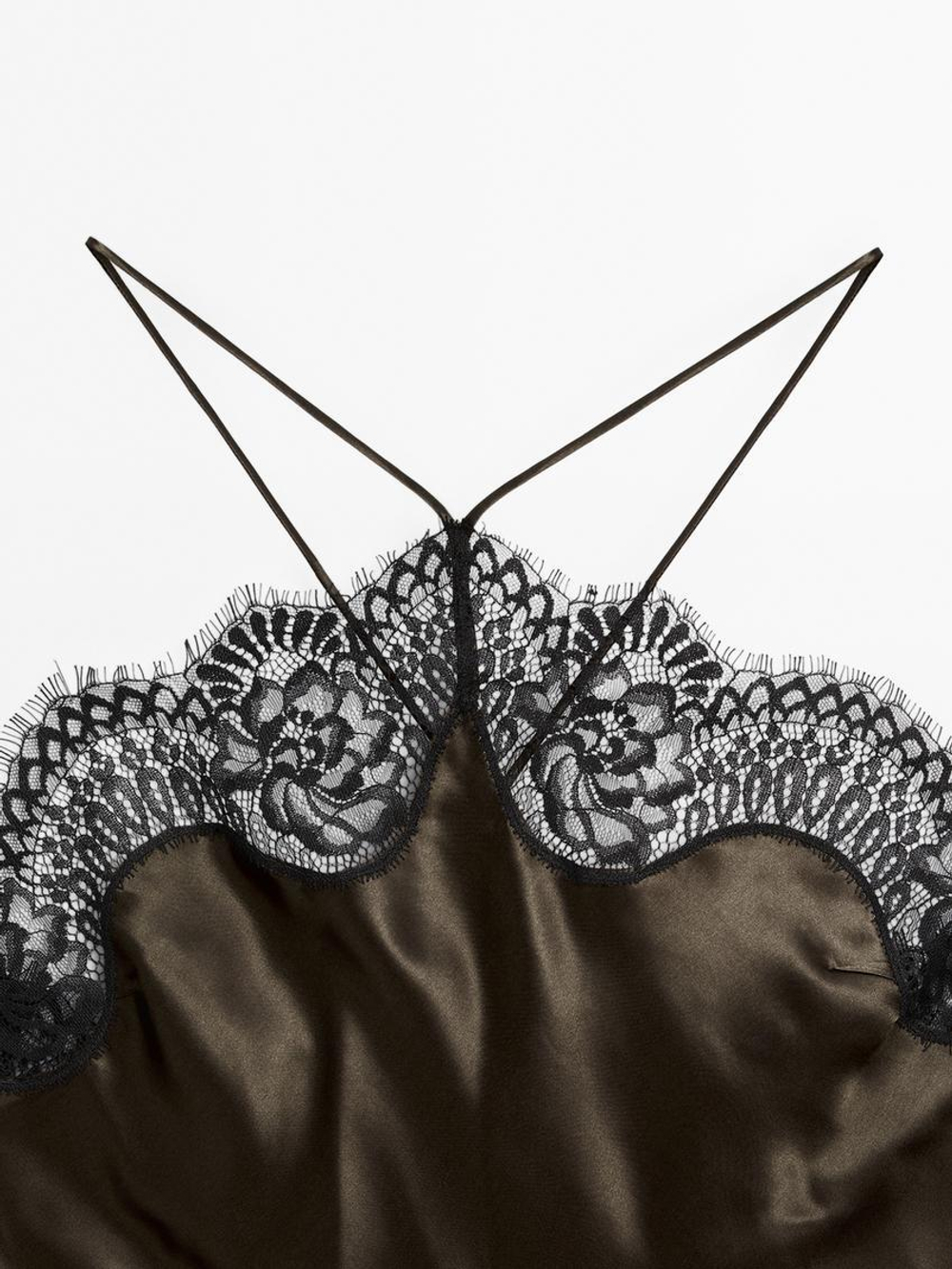 Massimo Dutti Топ из смесового шелка - Studio, коричнневый