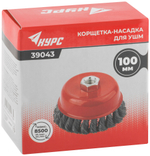 Корщетка чашечная, гайка М14, стальная витая проволока 100 мм 39043