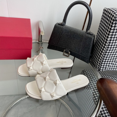 Valentino Flat Roman Stud Slide Sandal