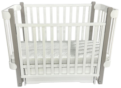 Детская кроватка Антел Solnyshko поперечный маятник с ящиком белый/серый