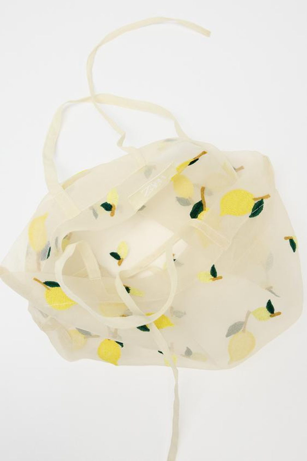 ZARA ТКАНЕВАЯ СУМКА С ВЫШИВКОЙ, ЖЕЛТЫЙ