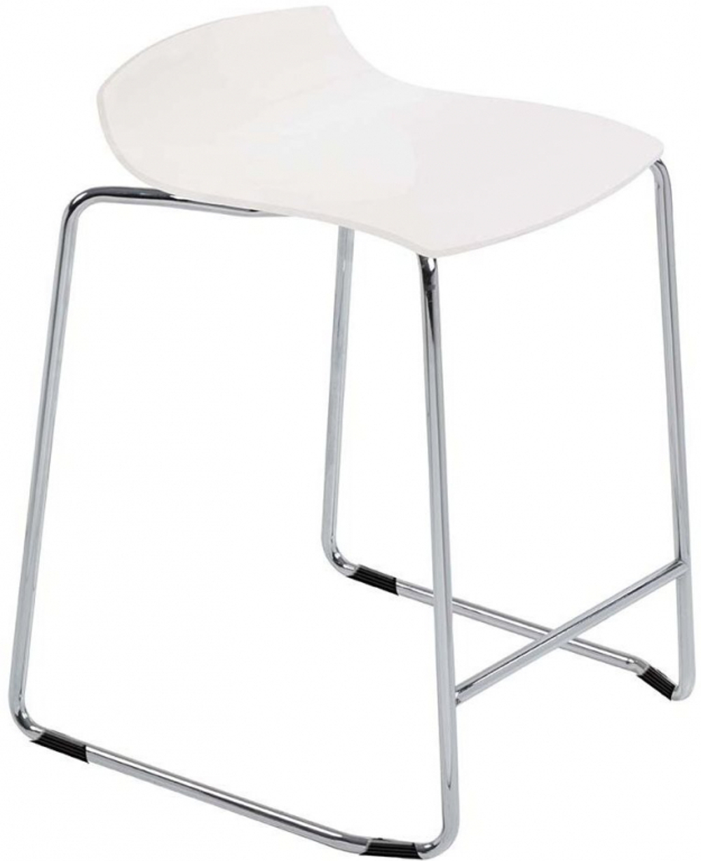 Табурет пластиковый полубарный Papatya X-Treme Sled, хромированный, белый