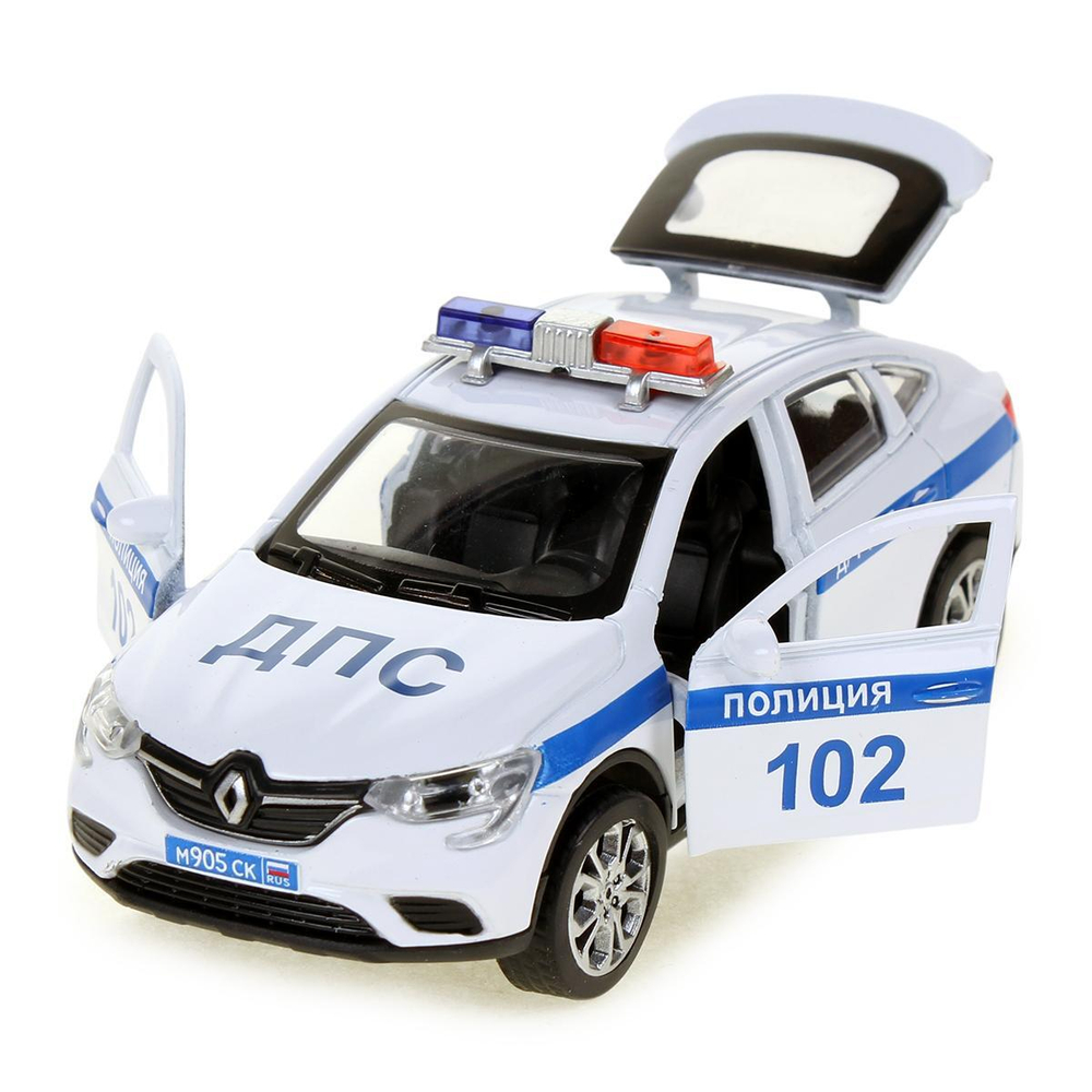 Модель инерционная металл. "Renault Arkana Полиция" 12см. свет-звук, двери, багаж, коробка ARKANA-12