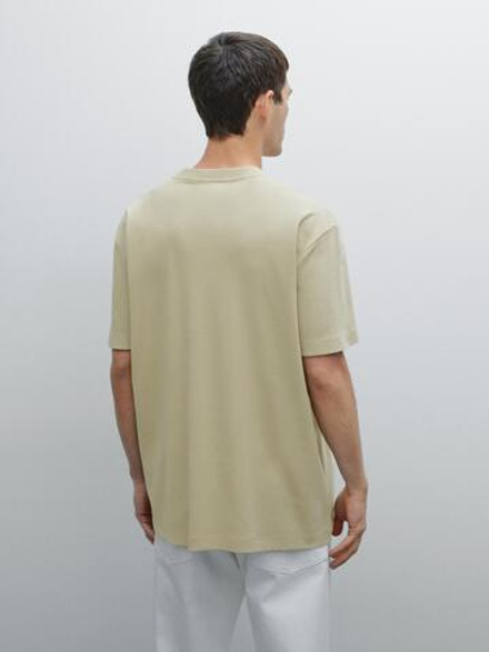 Massimo Dutti Хлопковая футболка-поло с короткими рукавами, зеленоватый