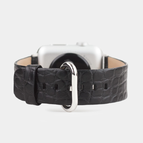 Ремешок для Apple Watch 40/41/42 mm из кожи аллигатора, черного цвета