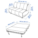 2-местный диван-кровать - IKEA LYCKSELE LÖVÅS/LOVAS/ЛИКСЕЛЕ ЛЕВОС ИКЕА, 87х100х142 см, серый
