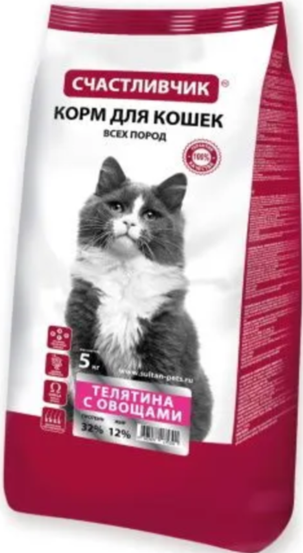 Счастливчик 5кг. для кошек Телятина овощи