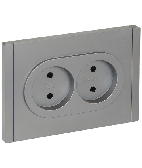 FORTE&PIANO Розетка 2-местная без заземления с защитными шторками безвинтовое крепление 10А FP525 сталь IEK