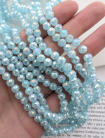 Бусины стеклянные шар в огранке 6мм, голубой с переливом