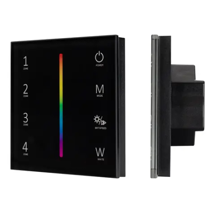 Панель Sens SMART-P30-RGBW Black (230V, 4 зоны, 2.4G) (Arlight, IP20 Пластик, 5 лет) 027104