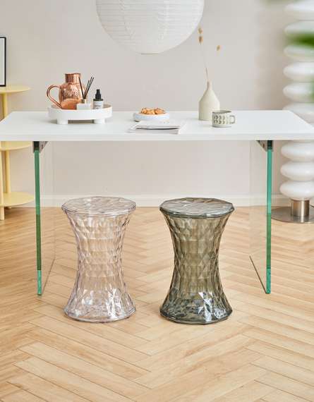 Столик-табурет Rock прозрачный серый