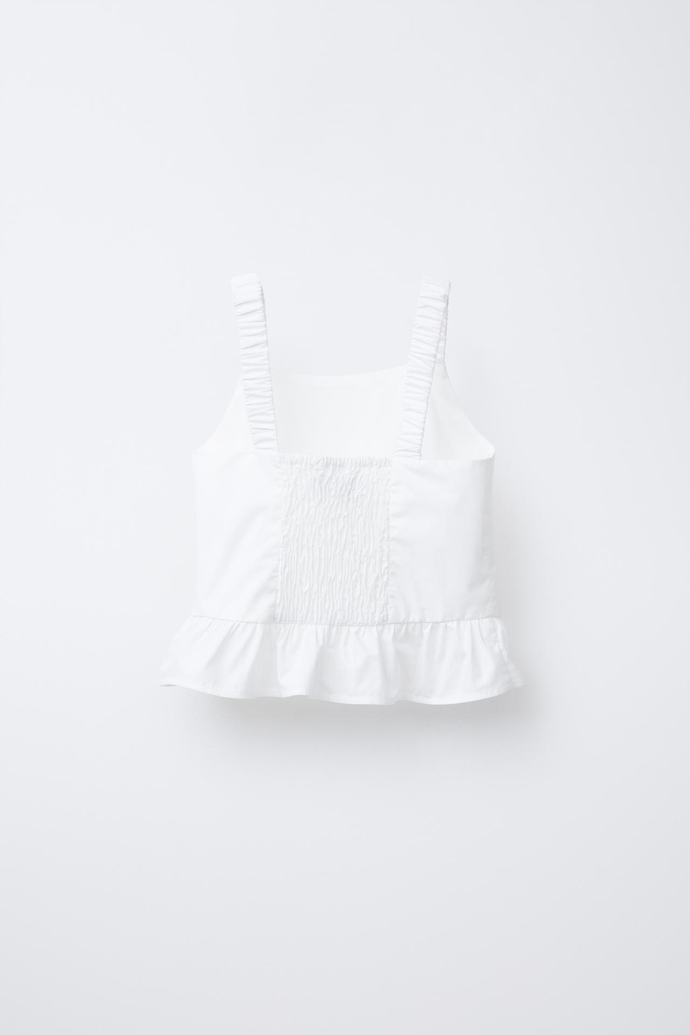 ZARA ТОП С ВОЛАНАМИ, БЕЛЫЙ