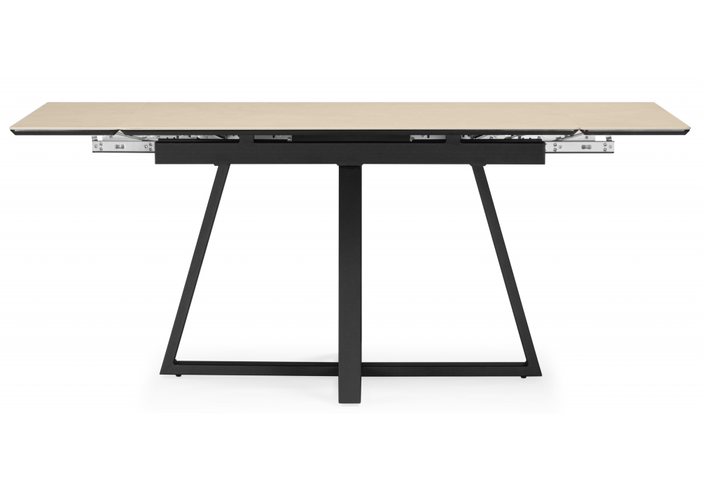 Керамический стол Woodville Памелла 120(180)х80 okara light yellow, черный