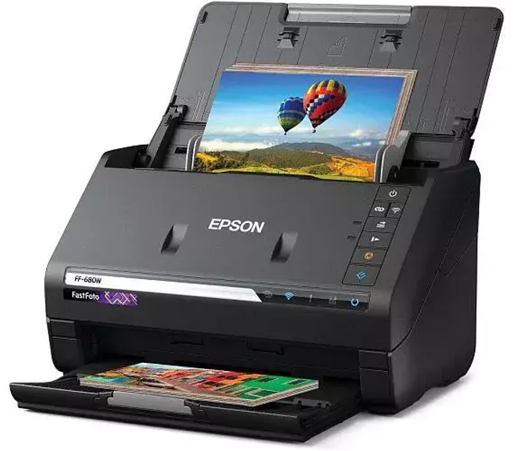 Сканер Epson FastFoto FF-680W (EMEA), B11B237401, A4, 600x600, 48/24-bit, 80 фото 10х15/мин, USB2.0, Wi-Fi