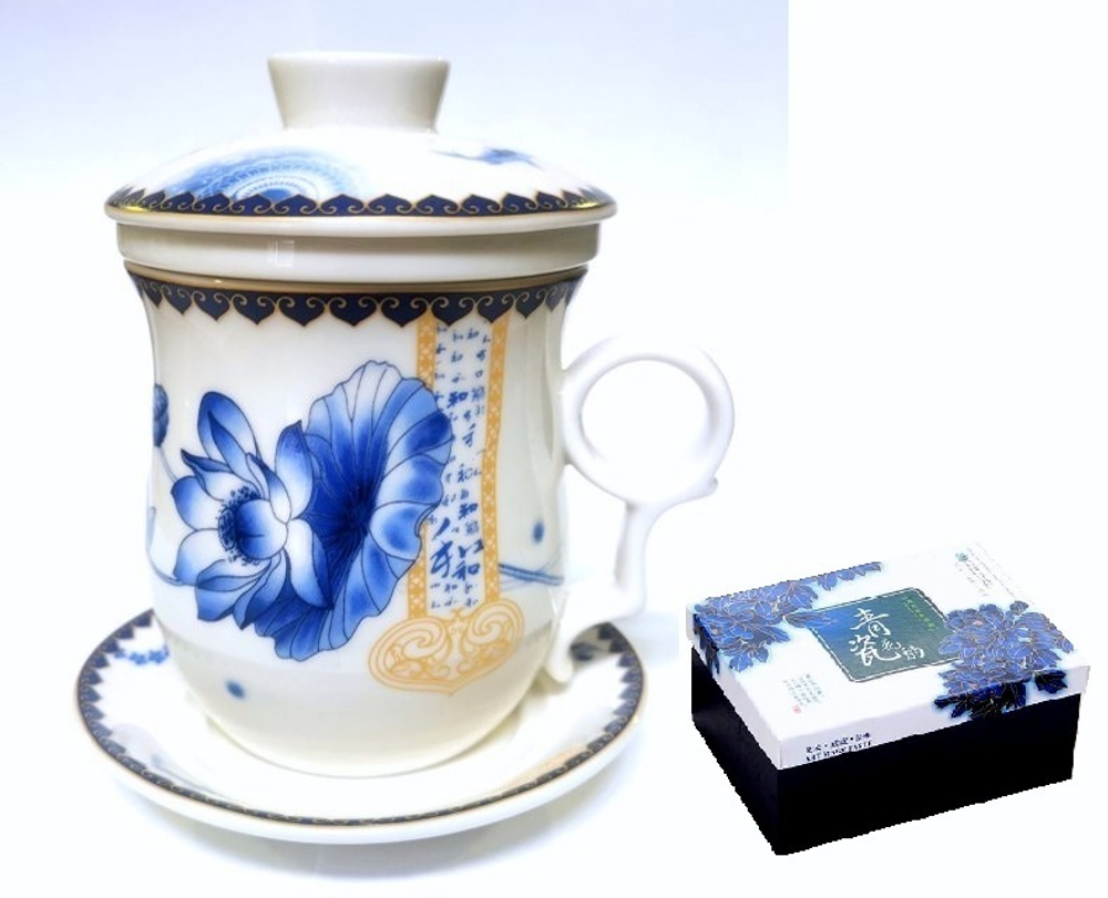 241030.5 Кружка с завар.колбой "Большой лотос" в подарочной коробке, фарфор